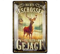 Nostalgic-Art Cartel de metal retro de 20 x 30 cm, diseño vintage con texto en alemán "Nichts geschossen ist auch gejagt