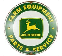 Nostalgic-Art Cartel metálico retro, Ø 35 cm, John Deere - Parts & Service - Idea de regalo para amantes de los tractores, Official License Product (OLP), de metal, diseño vintage