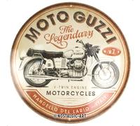Nostalgic-Art Cartel metálico retro, Ø 35 cm, Moto Guzzi - The Legendary V-Twin Engine - Idea de regalo para moteros, Official License Product (OLP), de metal, diseño vintage