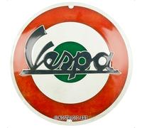 Nostalgic-Art Cartel metálico retro, Ø 35 cm, Vespa - Logo Italian - Idea de regalo para amantes de las scooters, Official License Product (OLP), de metal, diseño vintage
