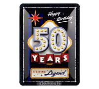Nostalgic-Art Cartel metálico retro, 15 x 20 cm, 50 Years Birthday - Idea de regalo para cumpleaños, de metal, diseño vintage
