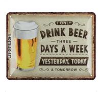 Nostalgic-Art Cartel metálico retro, 15 x 20 cm, Drink Beer Three Days - Idea de regalo para amantes de la cerveza, de metal, diseño vintage con frase
