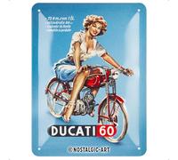 Nostalgic-Art Cartel metálico retro, 15 x 20 cm, Ducati - Cilindrata 60 Pin Up - Idea de regalo para moteros, Official License Product (OLP), de metal, diseño vintage