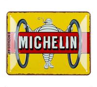 Nostalgic-Art Cartel metálico retro, 15 x 20 cm, Michelin - Tyres Bibendum Yellow - Idea de regalo para amantes del motor, de metal, diseño vintage