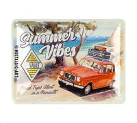 Nostalgic-Art Cartel metálico retro, 15 x 20 cm, Renault - Summer Vibes - Idea de regalo para fans de Renault, Official License Product (OLP), de metal, diseño vintage