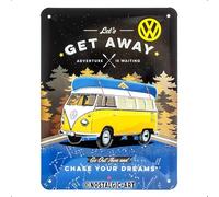 Nostalgic Art Cartel de chapa retro VW Bulli Let's Get Away Night Plástico diseño vintage 15 x 20 cm