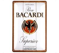 Nostalgic-Art Cartel metálico retro, 20 x 30 cm, Bacardi - Superior White Wood - Idea de regalo para amantes del ron, Official License Product (OLP), de metal, diseño vintage