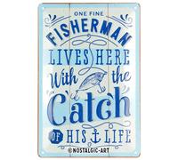 Nostalgic-Art Cartel metálico retro, 20 x 30 cm, Fisherman Catch - Idea de regalo para pescadores, de metal, diseño vintage