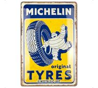 Nostalgic-Art Cartel metálico retro, 20 x 30 cm, Michelin - Original Tyres - Idea de regalo para amantes del motor, de metal, diseño vintage