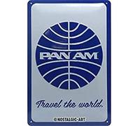 Nostalgic-Art Cartel metálico retro, 20 x 30 cm, Pan Am - Travel the world
