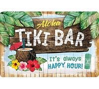 Nostalgic-Art Cartel de Chapa Retro Tiki Bar - Idea de Regalo para los Aficionados a los cócteles, metálico, Diseño Vintage Decorativo, 20 x 30 cm