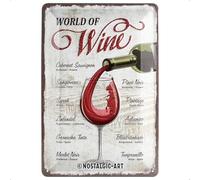 Nostalgic-Art Cartel de Chapa Retro World of Wine - Idea de Regalo para los Aficionados al Vino, metálico, Diseño Vintage para decoración, 20 x 30 cm