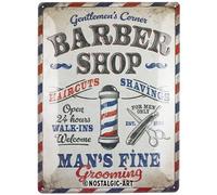 Nostalgic-Art Cartel metálico retro, 30 x 40 cm, Barber Shop - Idea de regalo para hombres, de metal, diseño vintage