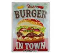 Nostalgic-Art Cartel metálico retro, 30 x 40 cm, Best Burger in Town - Idea de regalo para amantes de los restaurantes, de metal, diseño vintage