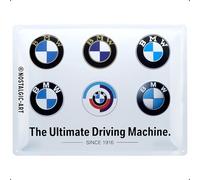 Nostalgic Art – Chapa metálica retro – BMW Logo Evolution – diseño vintage decorativo – 30 x 40 cm