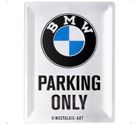 Nostalgic Art BMW Parking Only White Placa Decorativa, Metal, Multicolor, 30 x 40 cm