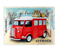 Nostalgic-Art Cartel metálico retro, 30 x 40 cm, Citroen Type H - Let's go travel - Idea de regalo para fans de Citroen, Official License Product (OLP), de metal, diseño vintage