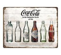 Nostalgic-Art Coca Cola Bottle Timeline Placa Decorativa, Metal, Ocres, 30 x 40 cm