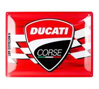 Nostalgic-Art Cartel metálico retro, 30 x 40 cm, Ducati Corse - Logo Racing Flag - Idea de regalo para moteros, Official License Product (OLP), de metal, diseño vintage