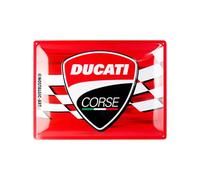 Nostalgic-Art Cartel metálico retro, 30 x 40 cm, Ducati Corse - Logo Racing Flag - Idea de regalo para moteros, Official License Product (OLP), de metal, diseño vintage