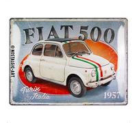 Nostalgic-Art Cartel metálico retro, 30 x 40 cm, Fiat 500 - Turin Italia - Idea de regalo para fans de Fiat, de metal, diseño vintage