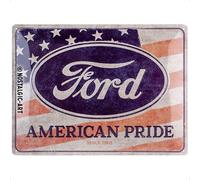 Nostalgic-Art Cartel de Chapa Retro Ford - US Flag - Idea de Regalo para Amantes de Coches, de Metal, diseño Vintage, 30 x 40 cm