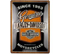 Nostalgic-Art Cartel metálico retro, 30 x 40 cm, Harley-Davidson - Genuine Motorcycles Ribbon - Idea de regalo para moteros, de metal, diseño vintage