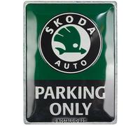 Nostalgic-Art Cartel metálico retro, 30 x 40 cm, Skoda - Parking Only - Idea de regalo para fans de Skoda, de metal, diseño vintage