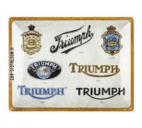 Nostalgic-Art Cartel de Chapa Retro Triumph - Logos - Idea de Regalo para Amantes as Motos, metálico, Diseño Vintage para decoración, 30 x 40 cm