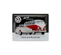 Nostalgic-Art Cartel de chapa retro VW - VW - Meet The Classics - Idea de regalo de furgoneta Volkswagen, metálico, Diseño vintage, 30 x 40 cm