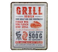 Nostalgic-Art Cartel Retro de Chapa, 15 x 20 cm, Reglas de la Parrilla, Idea de Regalo para Fans de la Barbacoa, de Metal, diseño Vintage con Refranes
