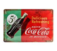 Nostalgic Art Coca Cola Delicious Refreshing Green Placa Decorativa, Metal, Rojo y Verde, 20 x 30 cm