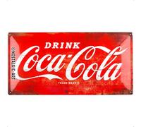 Nostalgic Art Coca Cola Logo Red Placa Decorativa, Metal, Rojo y Blanco, 25 x 50 cm