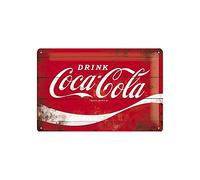 Nostalgic Art Coca Cola Logo Red Wave Placa Decorativa, Metal, Rojo y Blanco, 20 x 30 cm