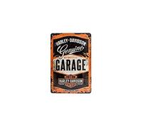Nostalgic Art Harley Davidson Garage Placa Decorativa, Metal, Naranja y Negro, 20 x 30 cm