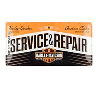 Nostalgic Art Harley Davidson Service & Repair - Placa Decorativa, Metal, 25 x 50 cm, Color Negro y Naranja