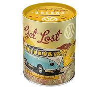 Nostalgic-Art Hucha Retro, Bulli T1 - Get Lost - Idea Regalo de Furgoneta Volkswagen, Frasco metálico para Dinero, Alcancía diseño Vintage, 1 l