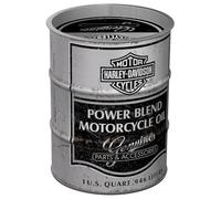 Nostalgic-Art Hucha Retro, 600 ml, Harley-Davidson - Power Blend Oil - Idea de Regalo para Moteros, Official License Product (OLP), para Billetes y Monedas, diseño Vintage