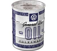 Nostalgic-Art Hucha Retro Barril petróleo, VW - Oil, Idea Regalo de Furgoneta Volkswagen, Frasco metálico para Dinero, Alcancía diseño Vintage, 600 ml