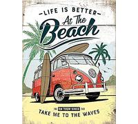Nostalgic-Art Imán Retro para Nevera, 6 x 8 cm, VW Bulli - Playa - Volkswagen Bus Idea de Regalo de Metal Vintage