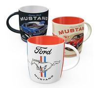 Nostalgic-Art Juego de 3 tazas de café retro de 330 ml, Ford Mustang Set 1 - Idea de regalo para fans de los accesorios de Ford, producto original con licencia (OLP), taza de cerámica para café