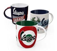 Nostalgic-Art Juego de 3 tazas de café retro Vespa 330 ml - Idea de regalo para los amantes de los scooters, taza de cerámica, diseño vintage