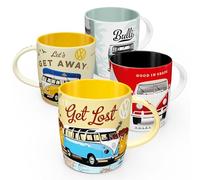 Nostalgic-Art Juego de 4 tazas de café retro de 330 ml VW Bulli Set 3 - Volkswagen Bus Idea de regalo original con licencia (OLP), taza de cerámica para café, diseño vintage