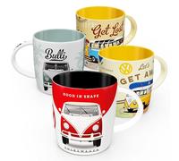 Nostalgic-Art Juego de 4 tazas de café retro de 330 ml VW Bulli Set 4 - Volkswagen Bus Idea de regalo original con licencia (OLP), taza de cerámica, diseño vintage