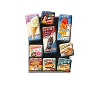 Nostalgic-Art Juego de Imanes Retro, 9 uds, American Diner | para el frigorífico, diseño vintage, Idea de regalo para fans de diners