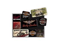 Nostalgic-Art, Juego de Imanes Retro, Harley Davidson Bikes - Regalo para Motociclistas, Decoración para la Nevera, Diseño Vintage, 9 Unidades