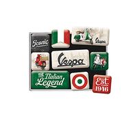 Nostalgic-Art Juego de Imanes Retro, 9 uds, Vespa - Italian Legend | original Vespa license product (OLP), para el frigorífico, diseño vintage, Idea de regalo para fans de Vespa