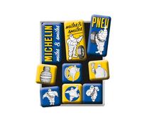 Nostalgic-Art Juego de Imanes Retro, 9 Unidades, Michelin - Logo Evolution - Idea de Regalo para Amantes del Motor, decoración para el frigorífico, diseño Vintage