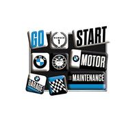 Nostalgic-Art Juego de Imanes Retro, 9 Unidades, Official License Product (OLP), BMW - Motor - Idea de Regalo para Fans de BMW, decoración para el frigorífico, diseño Vintage