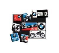 Nostalgic-Art Juego de Imanes Retro Motorcycles - Idea de Regalo para Fans de BMW, decoración para el frigorífico, diseño Vintage, 7x9.3x2 cm, 9
